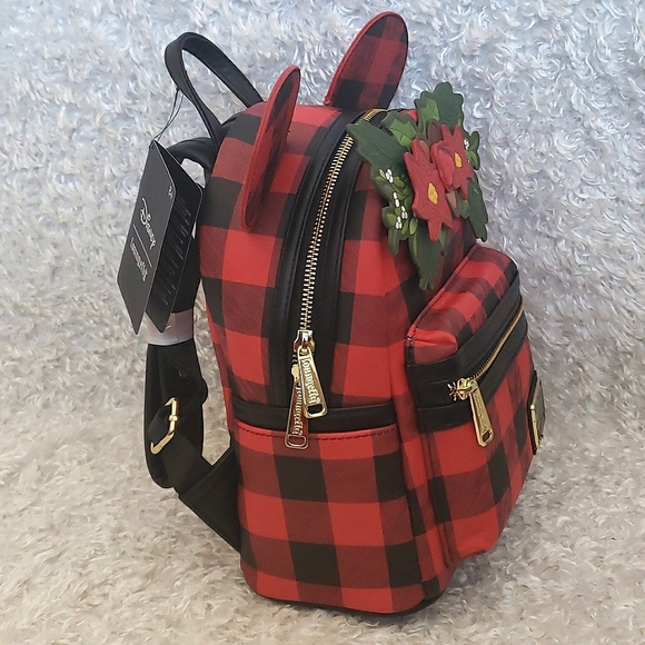 NWT Loungefly Minnie Mouse Ears Christmas theme mini backpack - Picture 2 of 8
